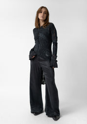 Asymmetric Distressed Details Wool Blend Tunic