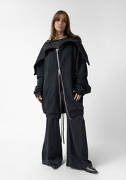 Oversized Zip Hood Paneled Zip Front Hoodie