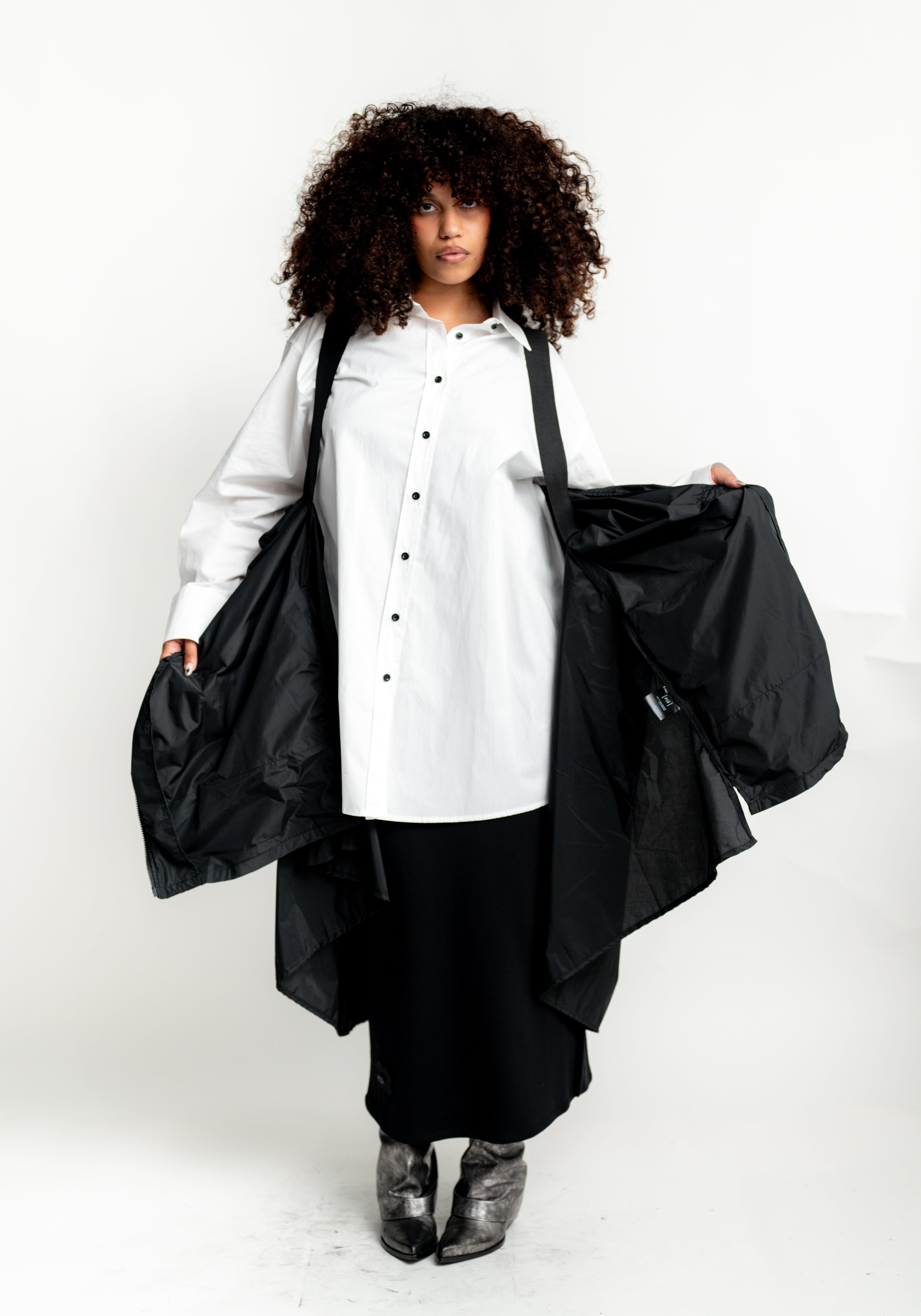 Transformable Back Details Hooded Jacket