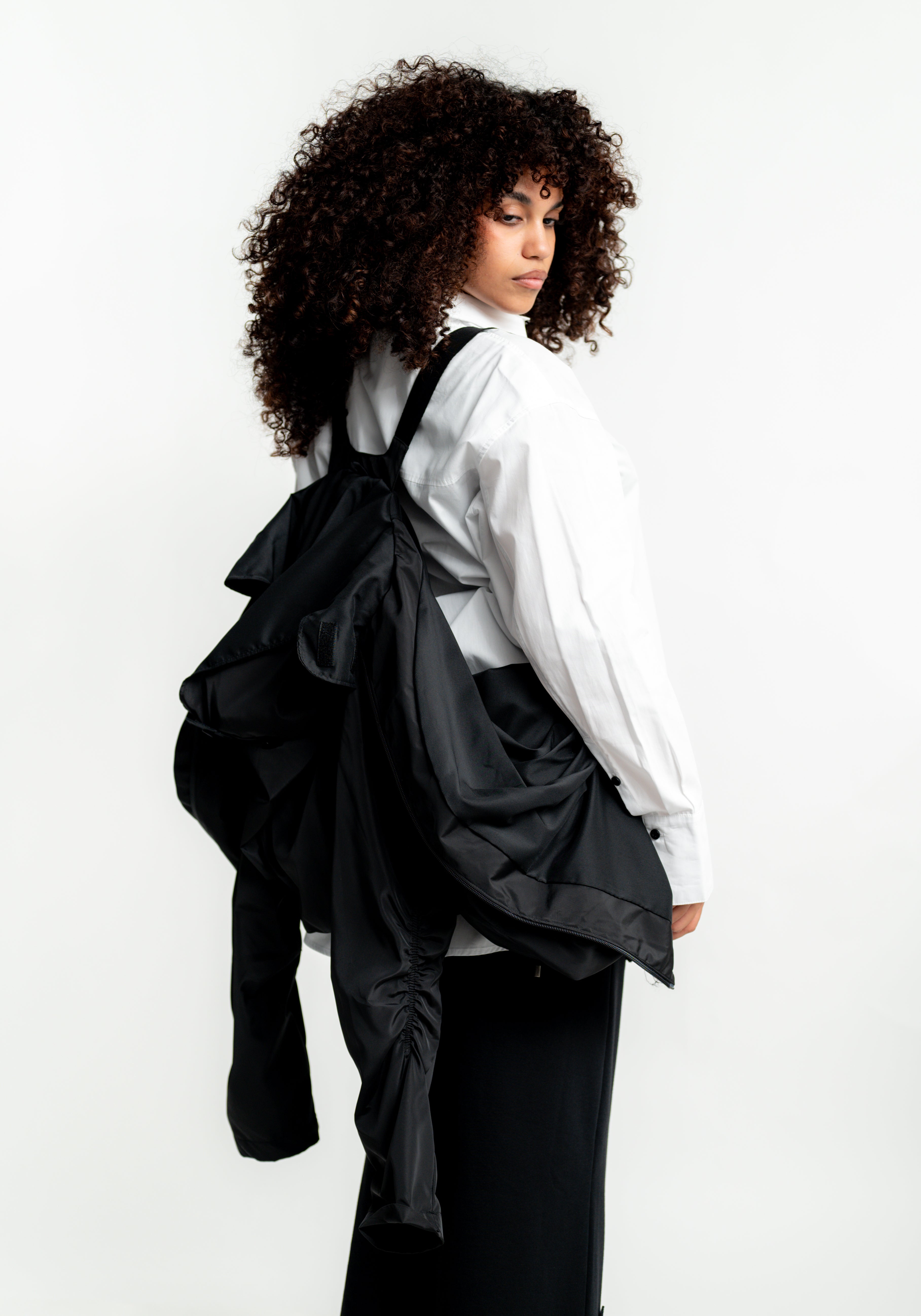 Transformable Back Details Hooded Jacket