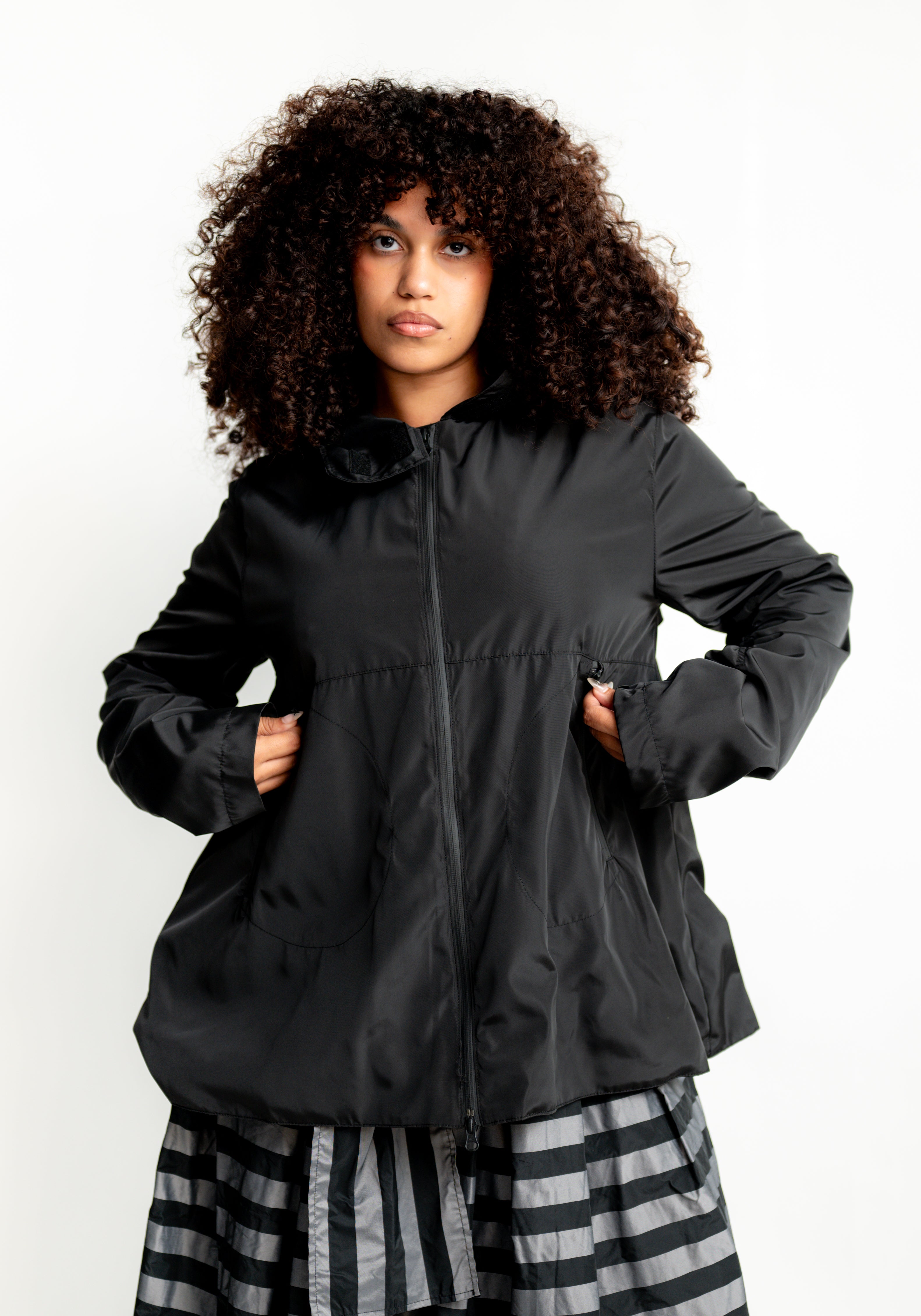 Transformable Back Details Hooded Jacket