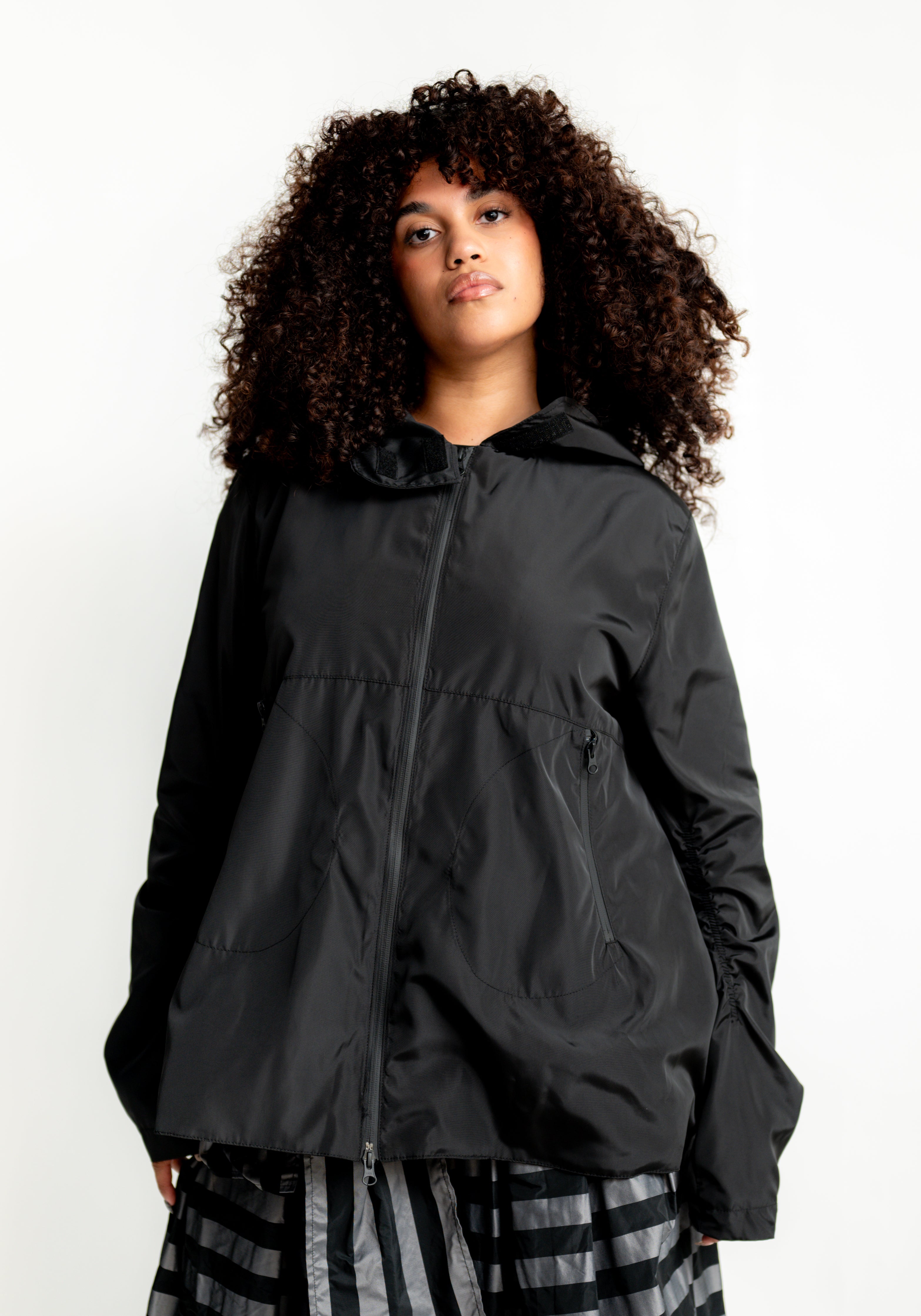Transformable Back Details Hooded Jacket