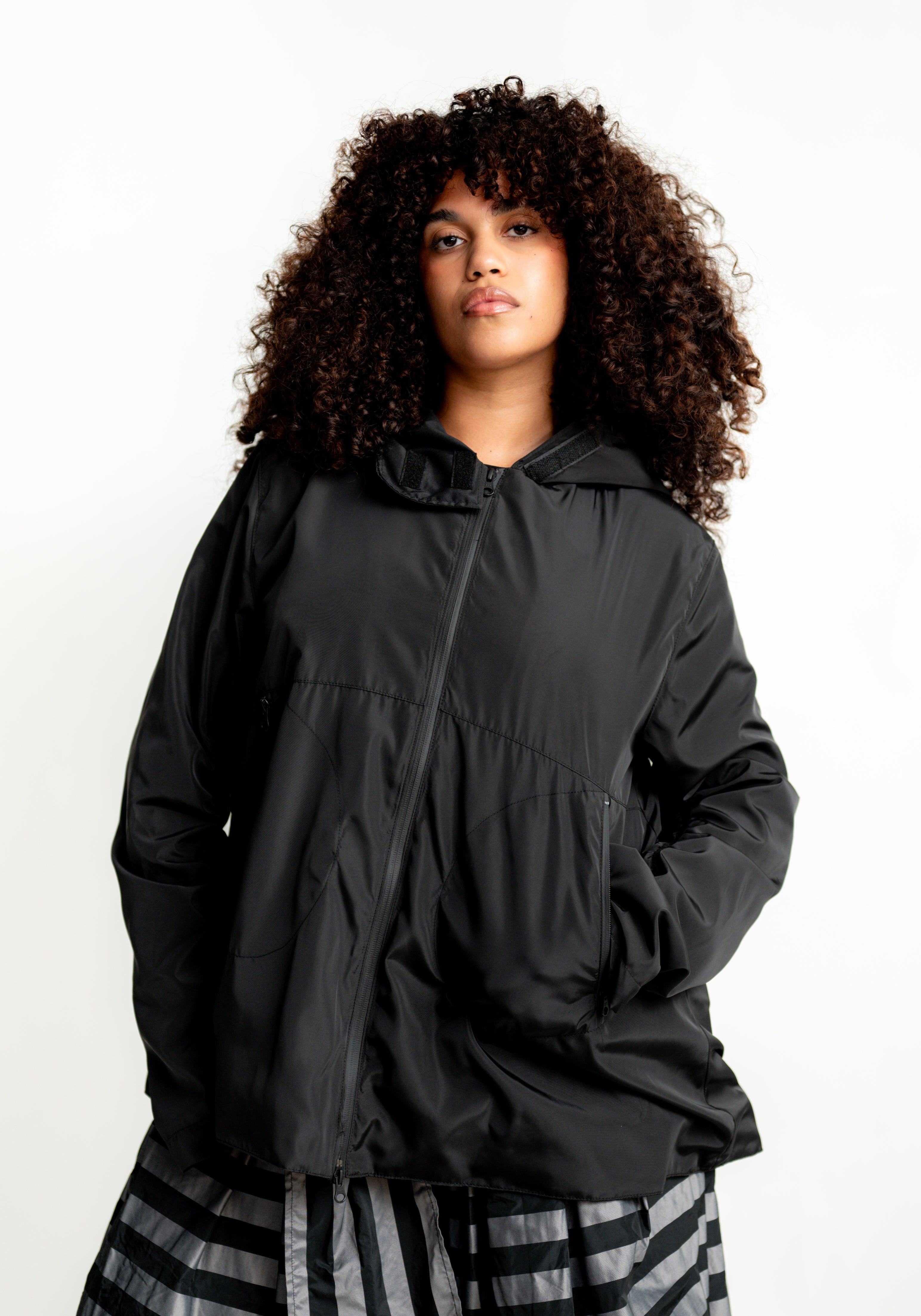 Transformable Back Details Hooded Jacket