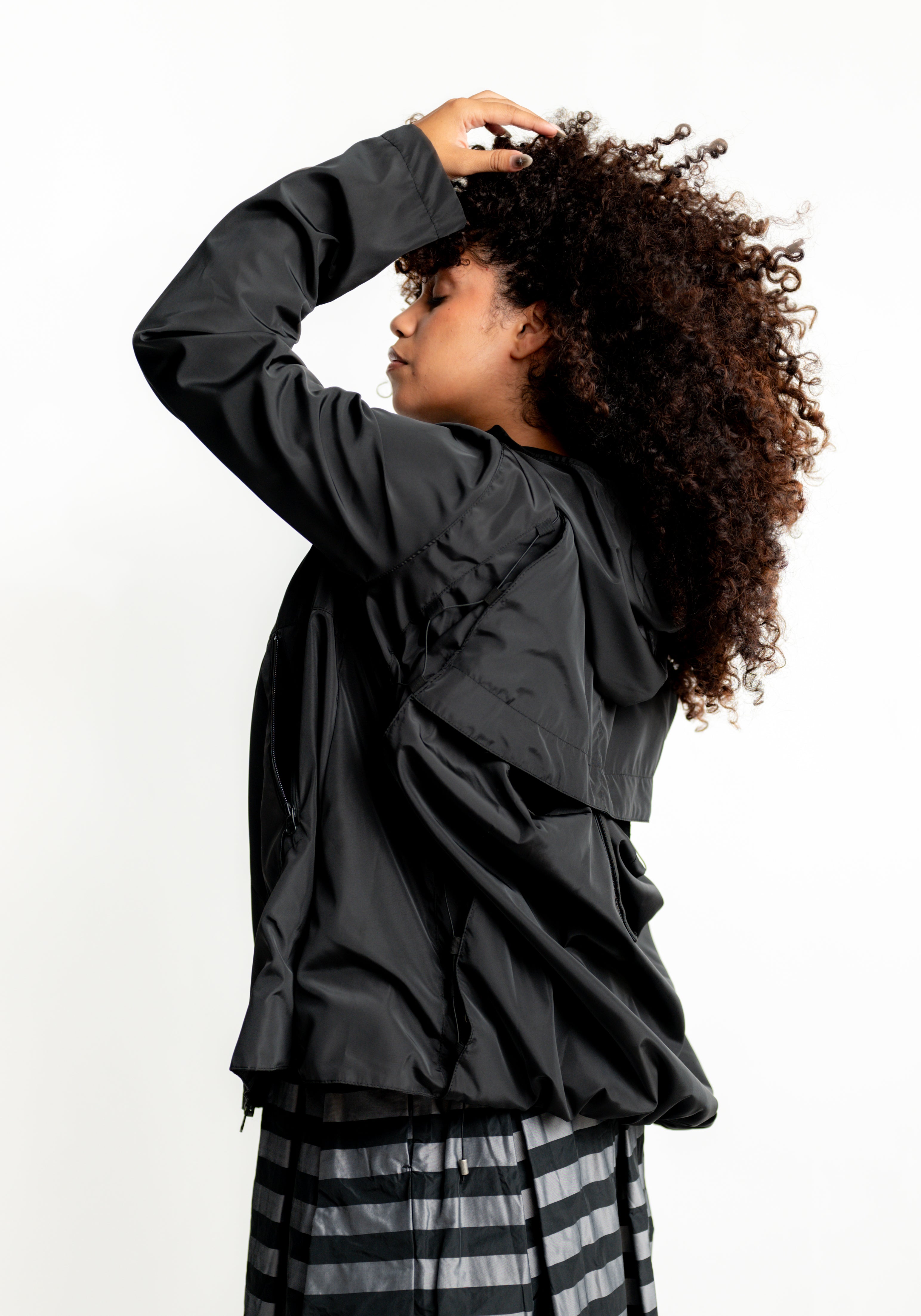 Transformable Back Details Hooded Jacket