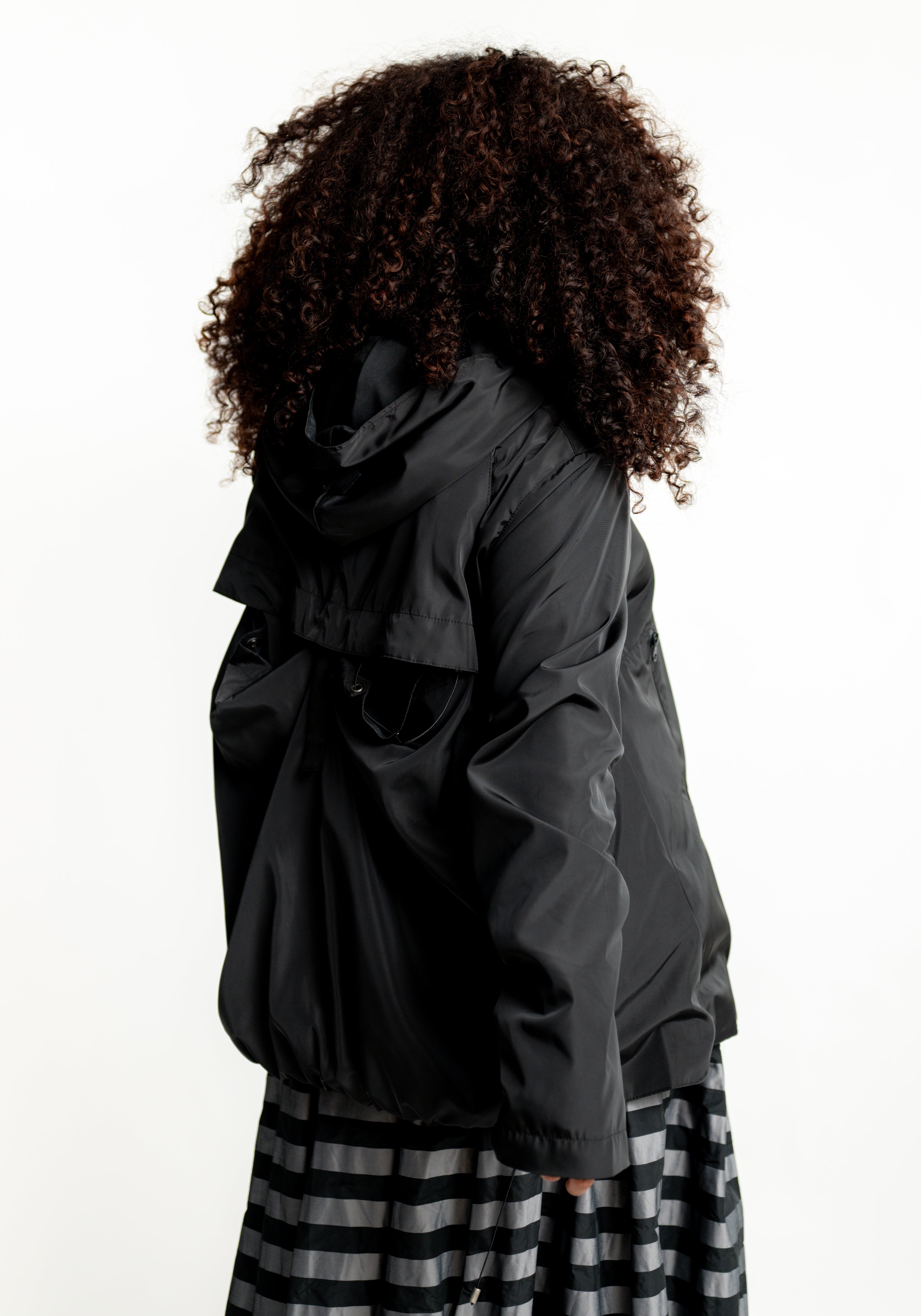 Transformable Back Details Hooded Jacket