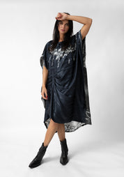 Dark Gems and Seitaka Dōji Print Asymmetric Drape Dress