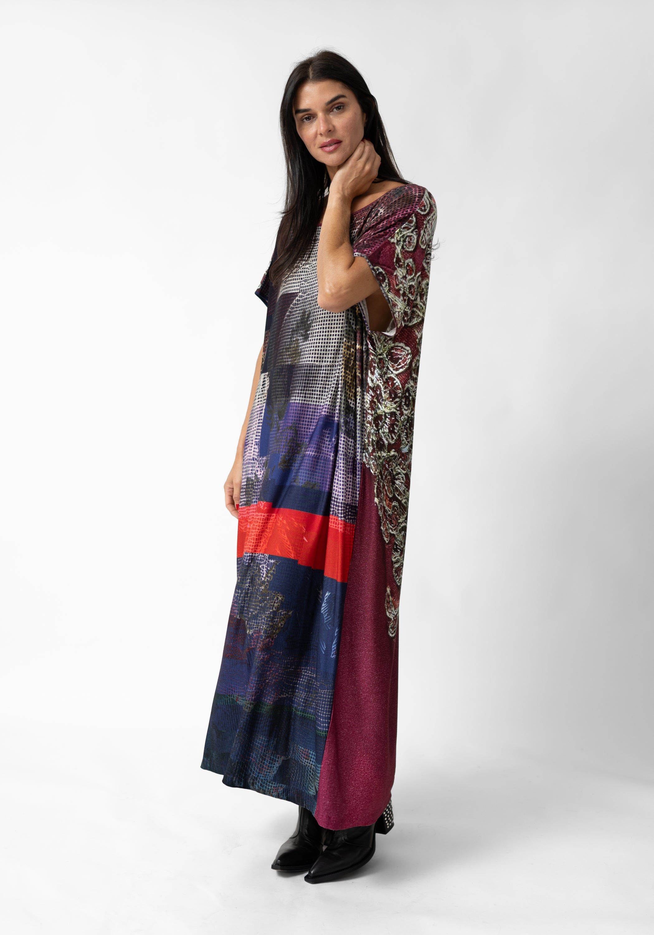 Pixels and Lace Print Viscose Tube Dress