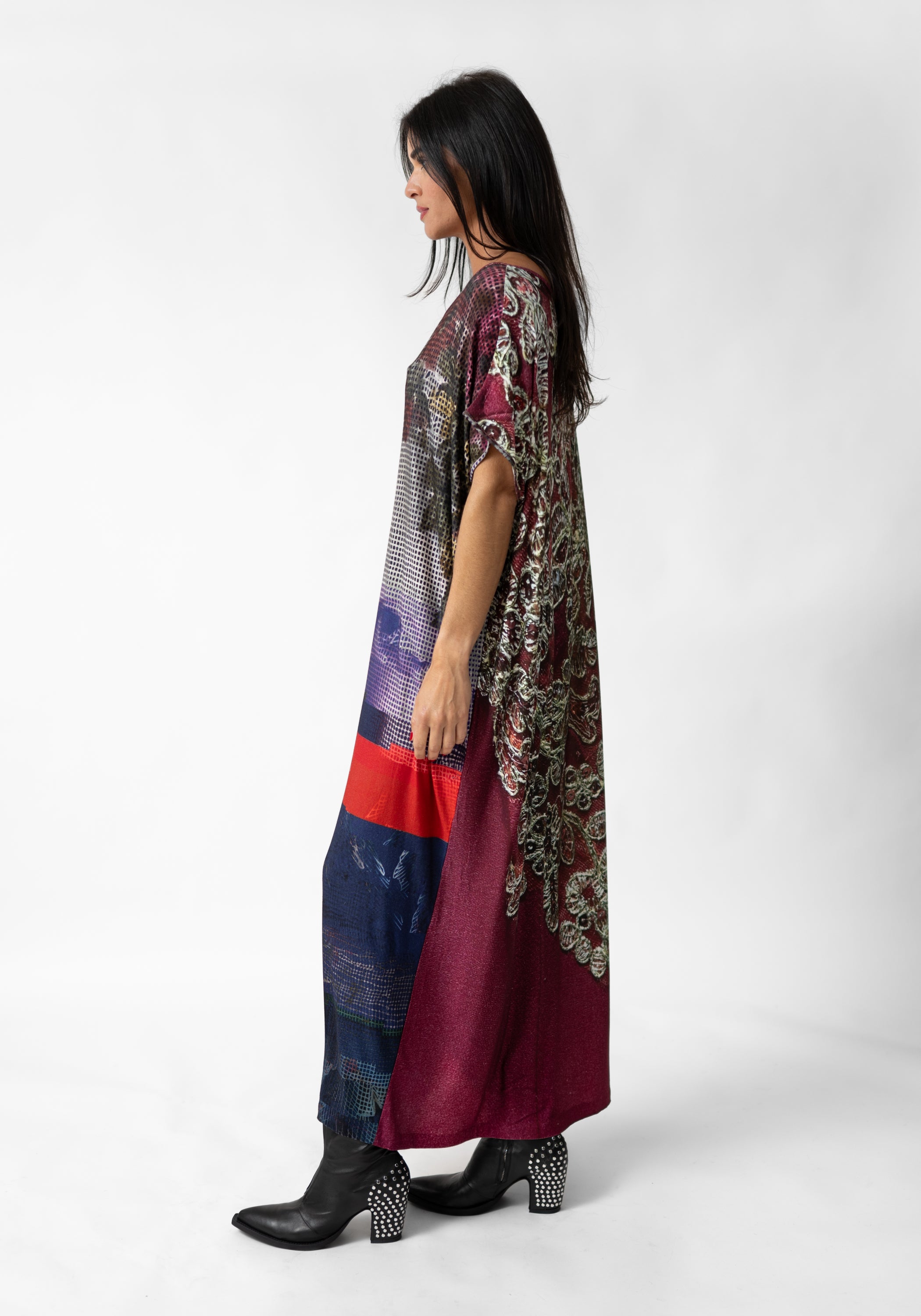 Pixels and Lace Print Viscose Tube Dress