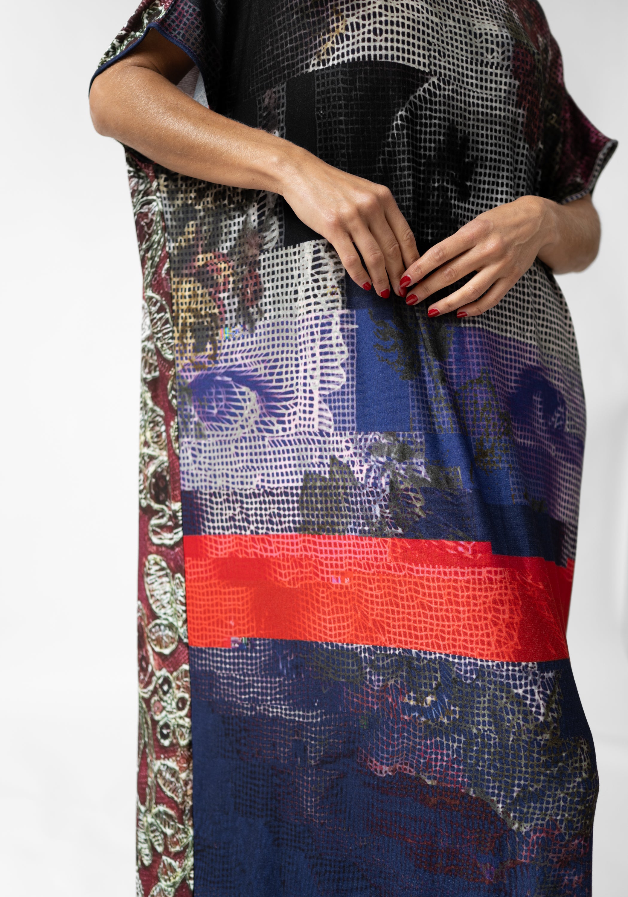 Pixels and Lace Print Viscose Tube Dress
