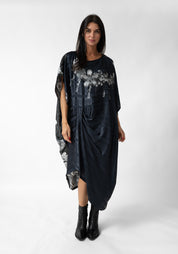 Dark Gems and Seitaka Dōji Print Asymmetric Drape Dress