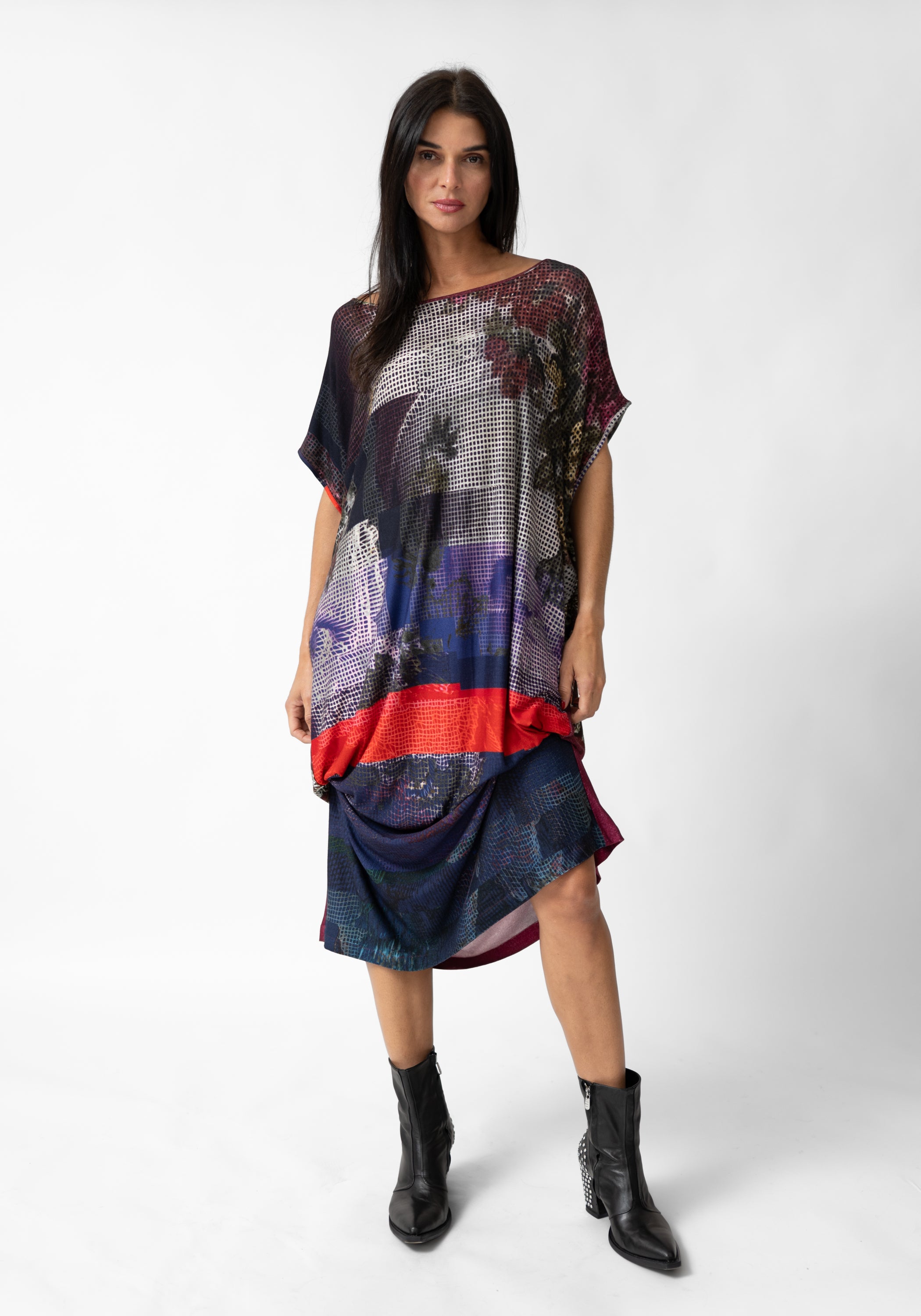 Pixels and Lace Print Viscose Tube Dress