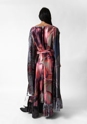 Florals and Plaid Print Oversized Ruffle Maxi Dress
