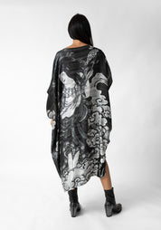 Dark Gems and Seitaka Dōji Print Asymmetric Drape Dress