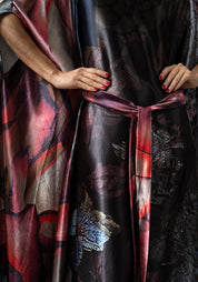 Florals and Plaid Print Oversized Ruffle Maxi Dress