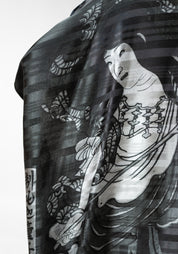 Dark Gems and Seitaka Dōji Print Asymmetric Drape Dress