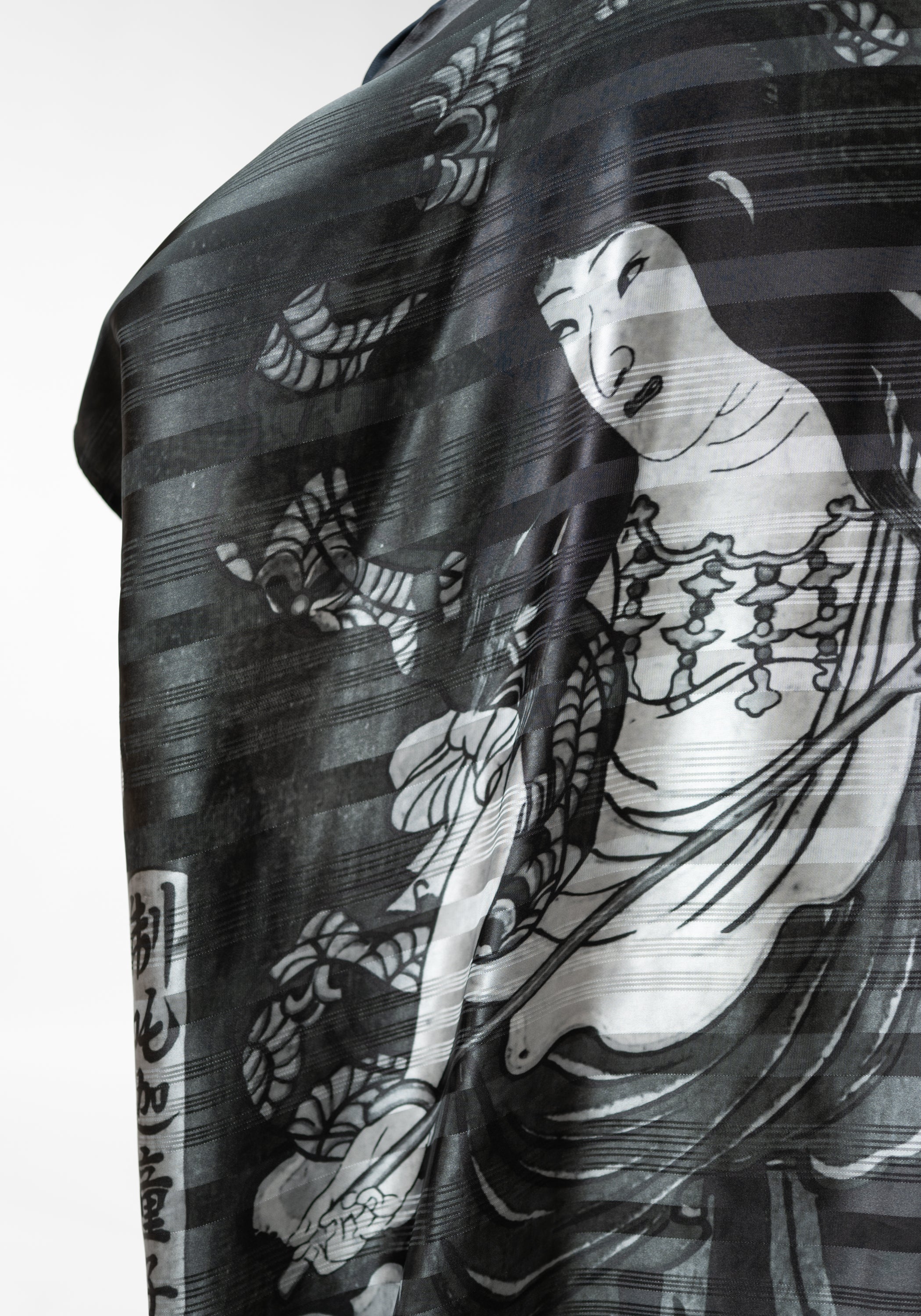 Dark Gems and Seitaka Dōji Print Asymmetric Drape Dress