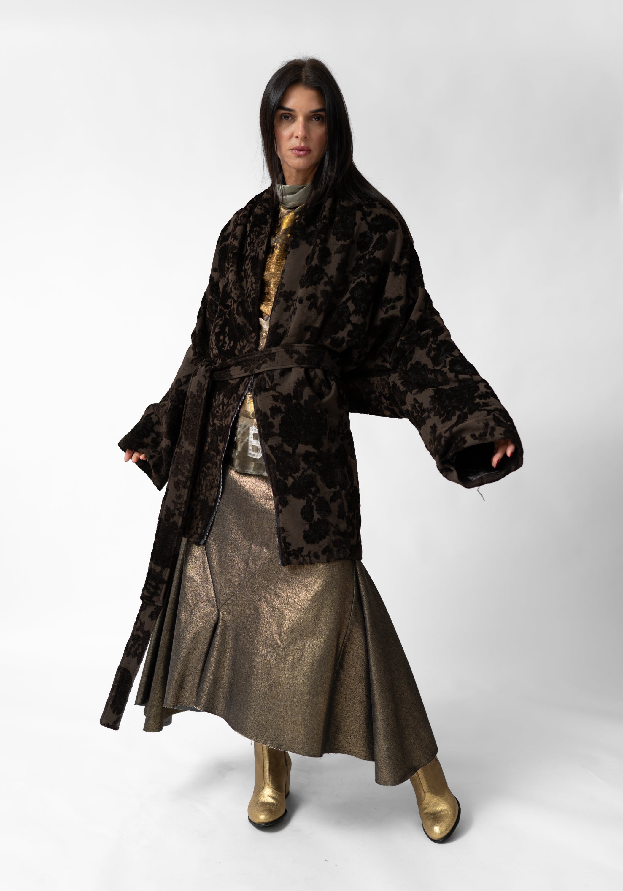 Oversized Drop Shoulder Brocade Jacket