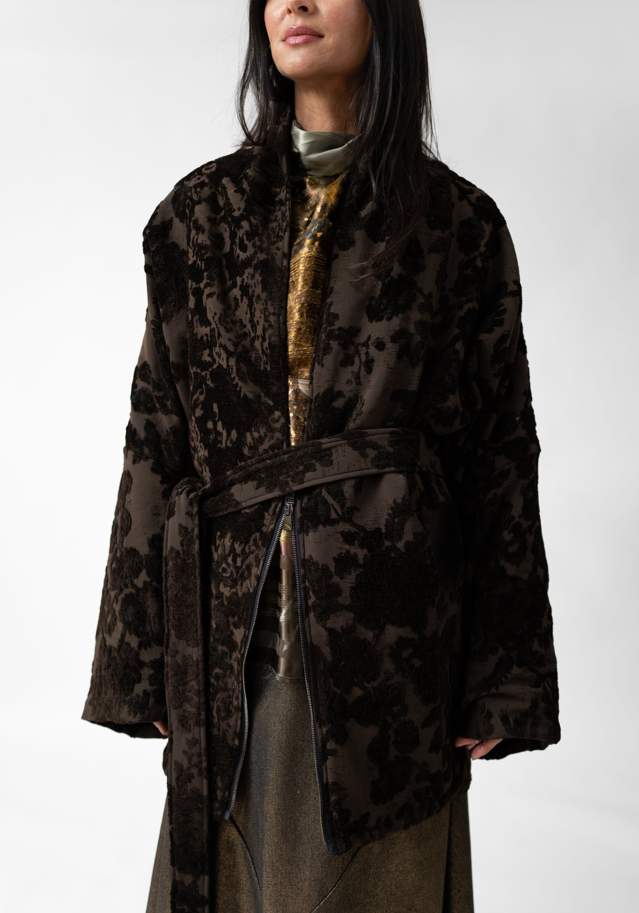 Oversized Drop Shoulder Brocade Jacket