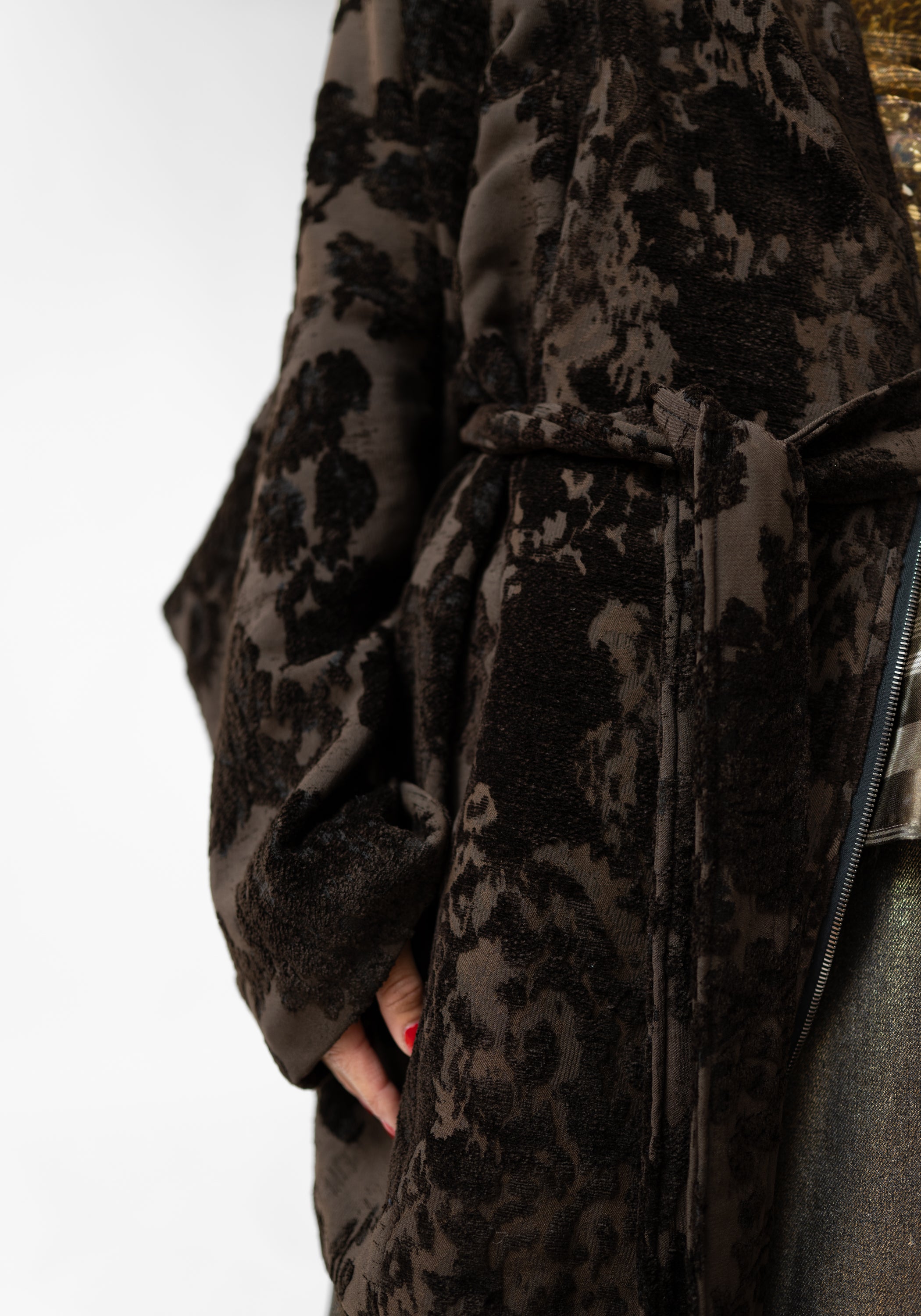 Oversized Drop Shoulder Brocade Jacket