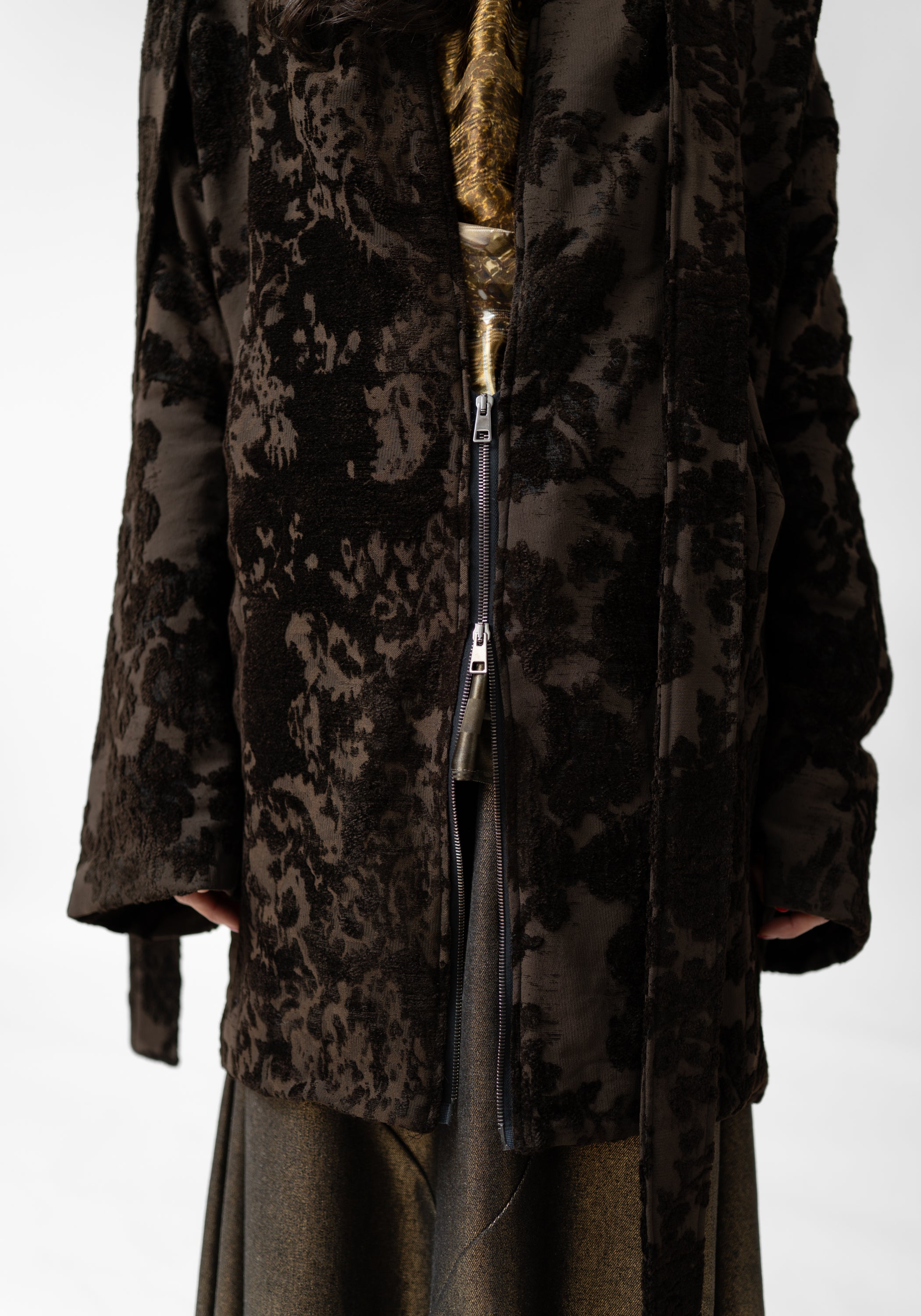 Oversized Drop Shoulder Brocade Jacket