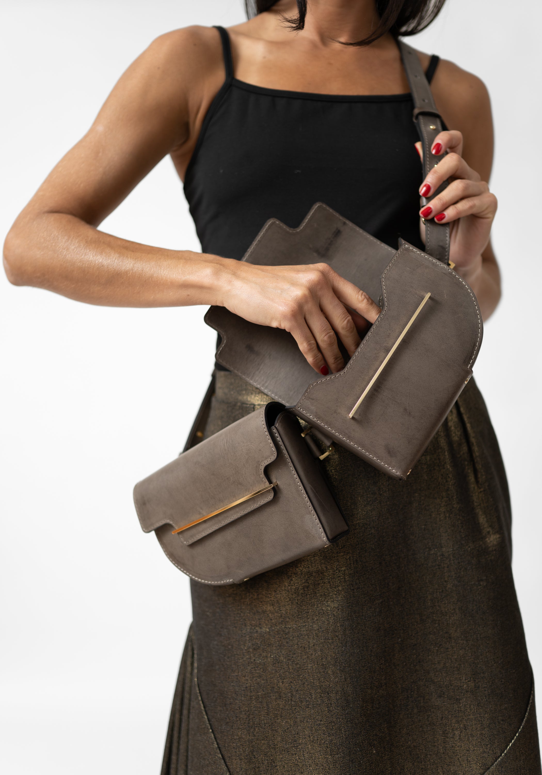 Rivolta Taupe Leather Sling Bag - December Thieves