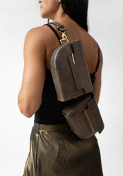 Rivolta Taupe Leather Sling Bag - December Thieves