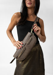 Rivolta Taupe Leather Baguette Bag - December Thieves