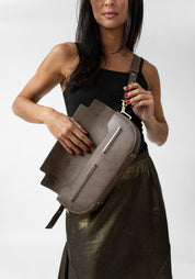 Rivolta Taupe Leather Baguette Bag - December Thieves