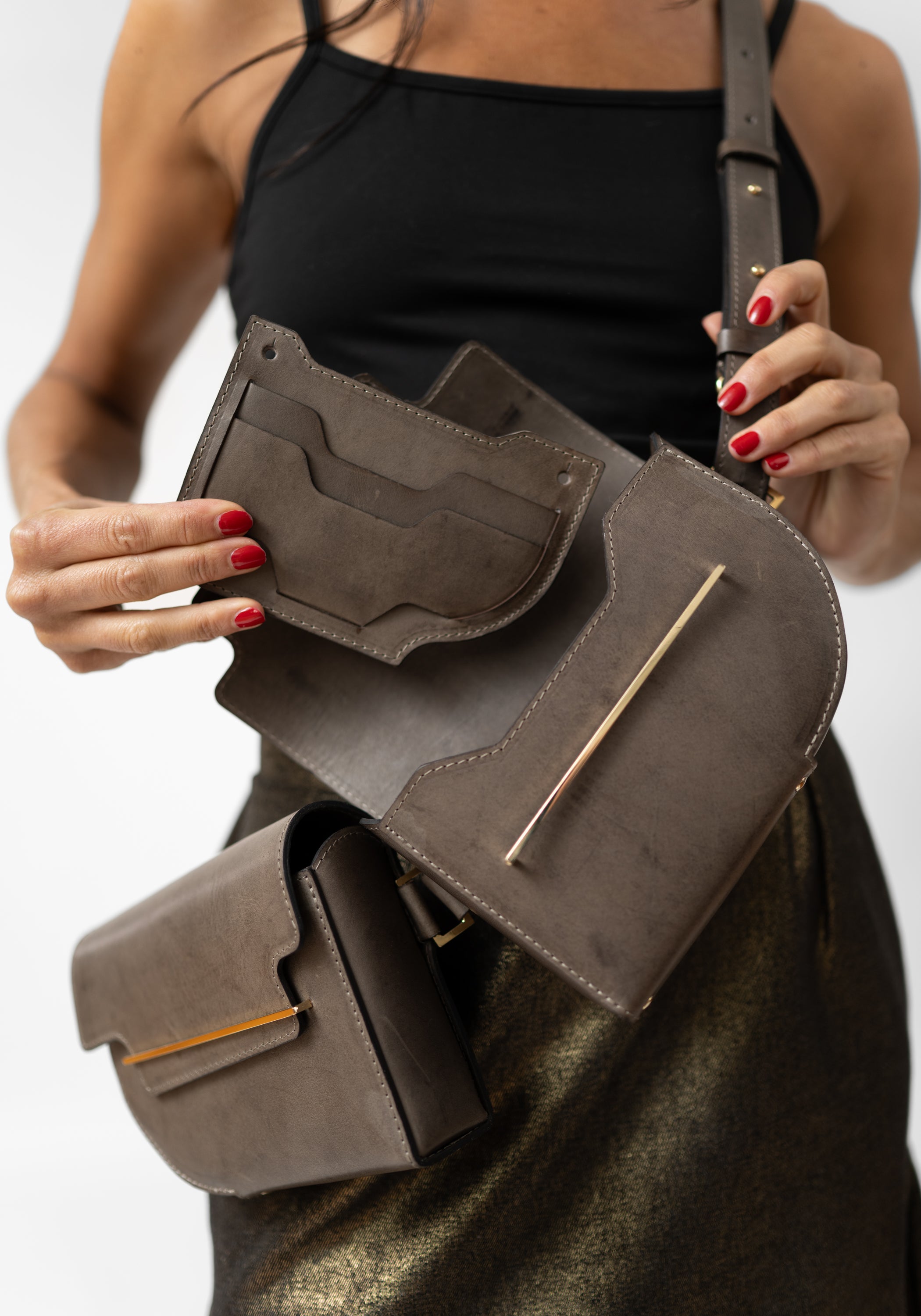 Rivolta Taupe Leather Sling Bag - December Thieves