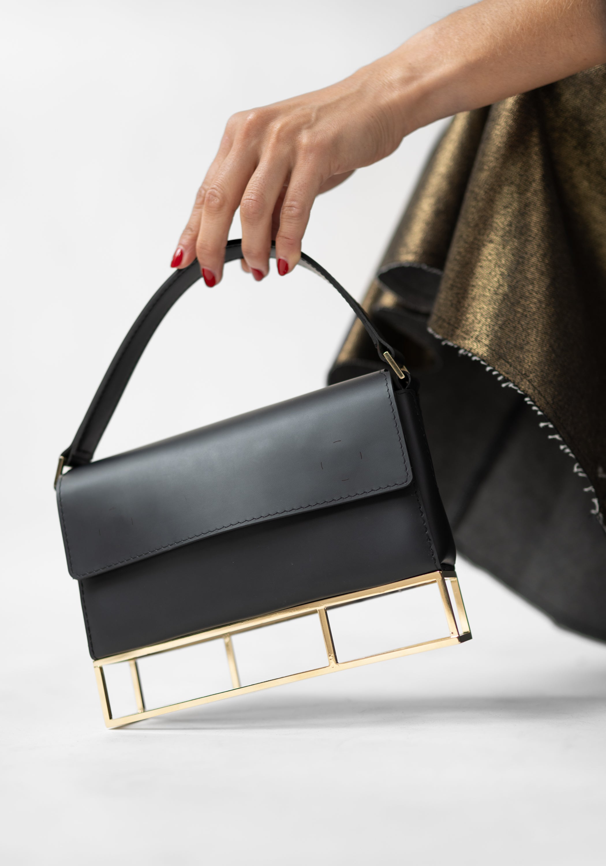 Leather and 22k Gold Plate Synapsis Base Bag