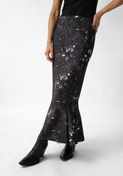 Dark Gems Print Stretch Tulip Hem Skirt