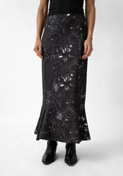 Dark Gems Print Stretch Tulip Hem Skirt