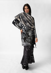 Plaid Print Faux Fur Tie Shrug