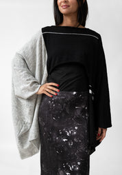 Oversized Cropped Asymmetric Knit Wool Blend Top