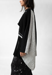 Oversized Cropped Asymmetric Knit Wool Blend Top