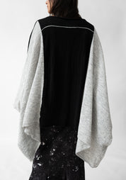 Oversized Cropped Asymmetric Knit Wool Blend Top