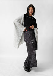 Oversized Cropped Asymmetric Knit Wool Blend Top