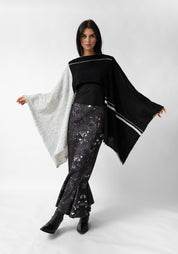 Oversized Cropped Asymmetric Knit Wool Blend Top