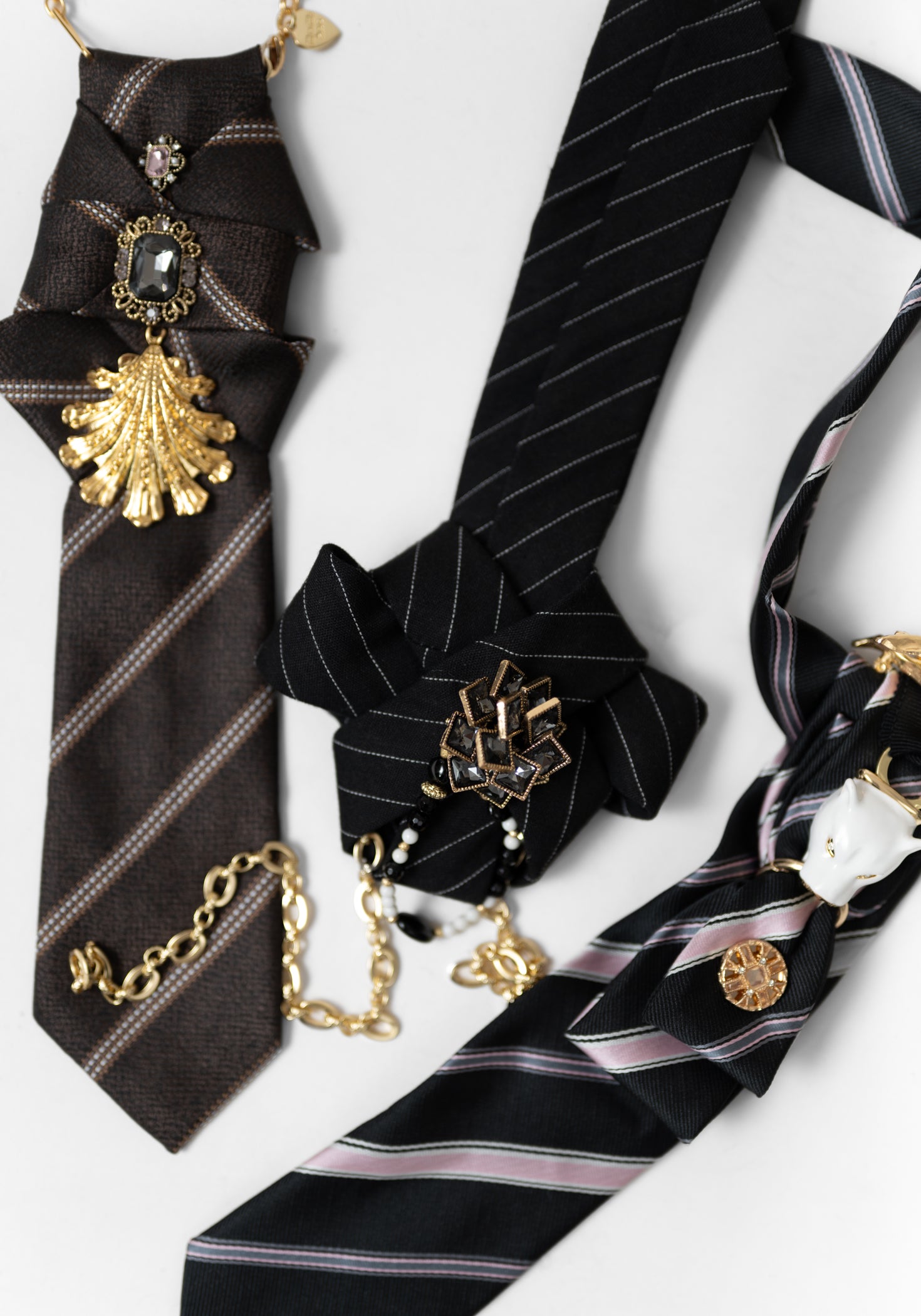 Floral Panther Tie Neckpiece