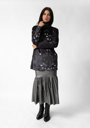 Gathered Hem Faux Leather Maxi Skirt