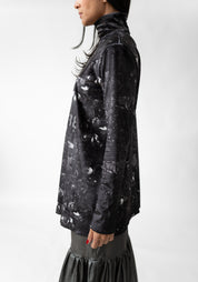 Dark Gems Print High Neck Velvet Top