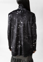 Dark Gems Print High Neck Velvet Top