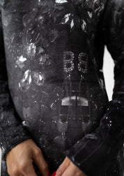 Dark Gems Print High Neck Velvet Top