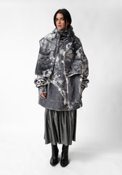 Oversized Scarf Neck Faux Shearling Pullover