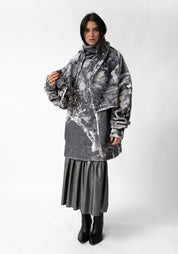 Oversized Scarf Neck Faux Shearling Pullover
