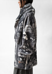 Oversized Scarf Neck Faux Shearling Pullover