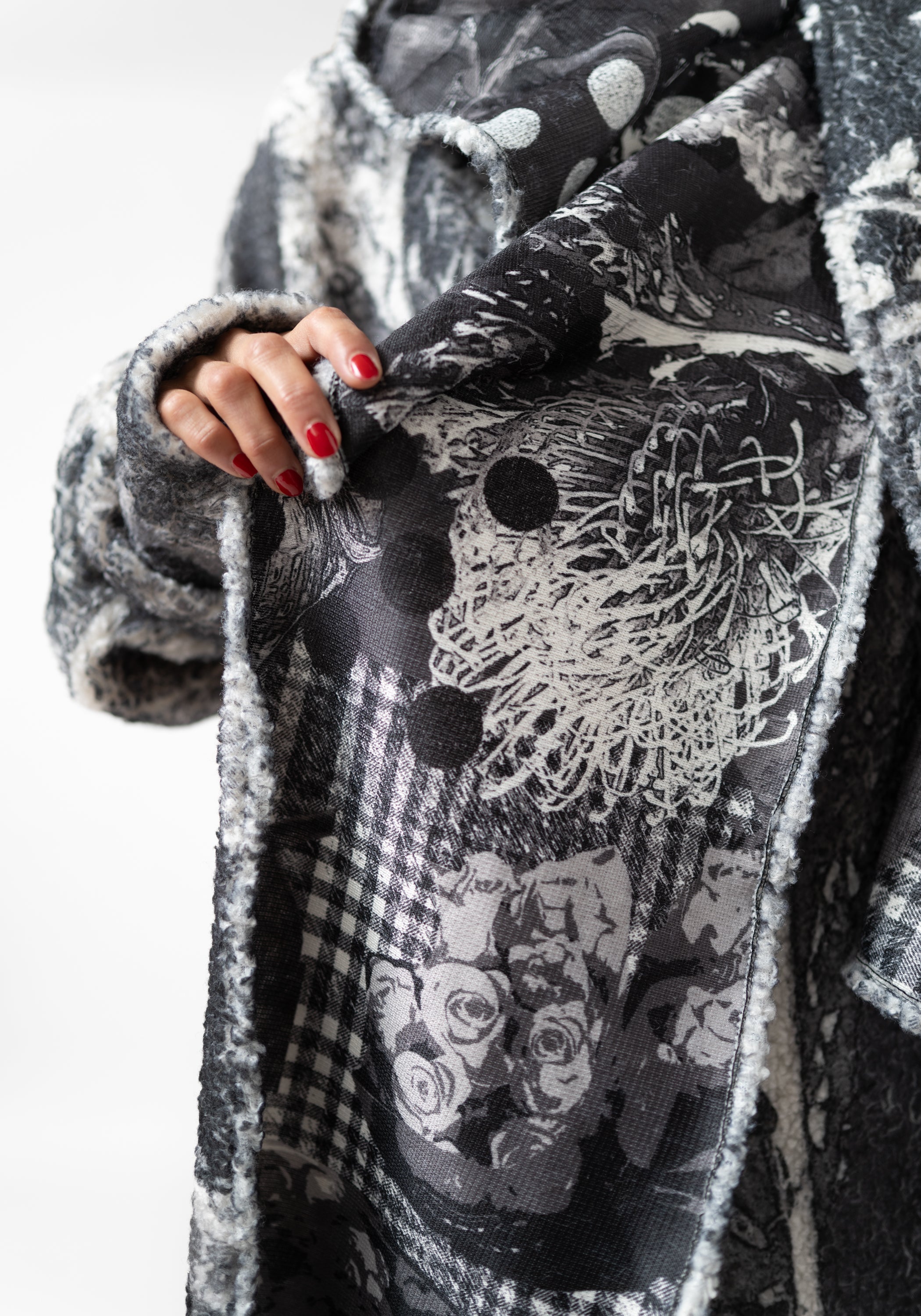 Oversized Scarf Neck Faux Shearling Pullover