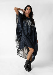 Dark Gems and Seitaka Dōji Print Asymmetric Drape Dress