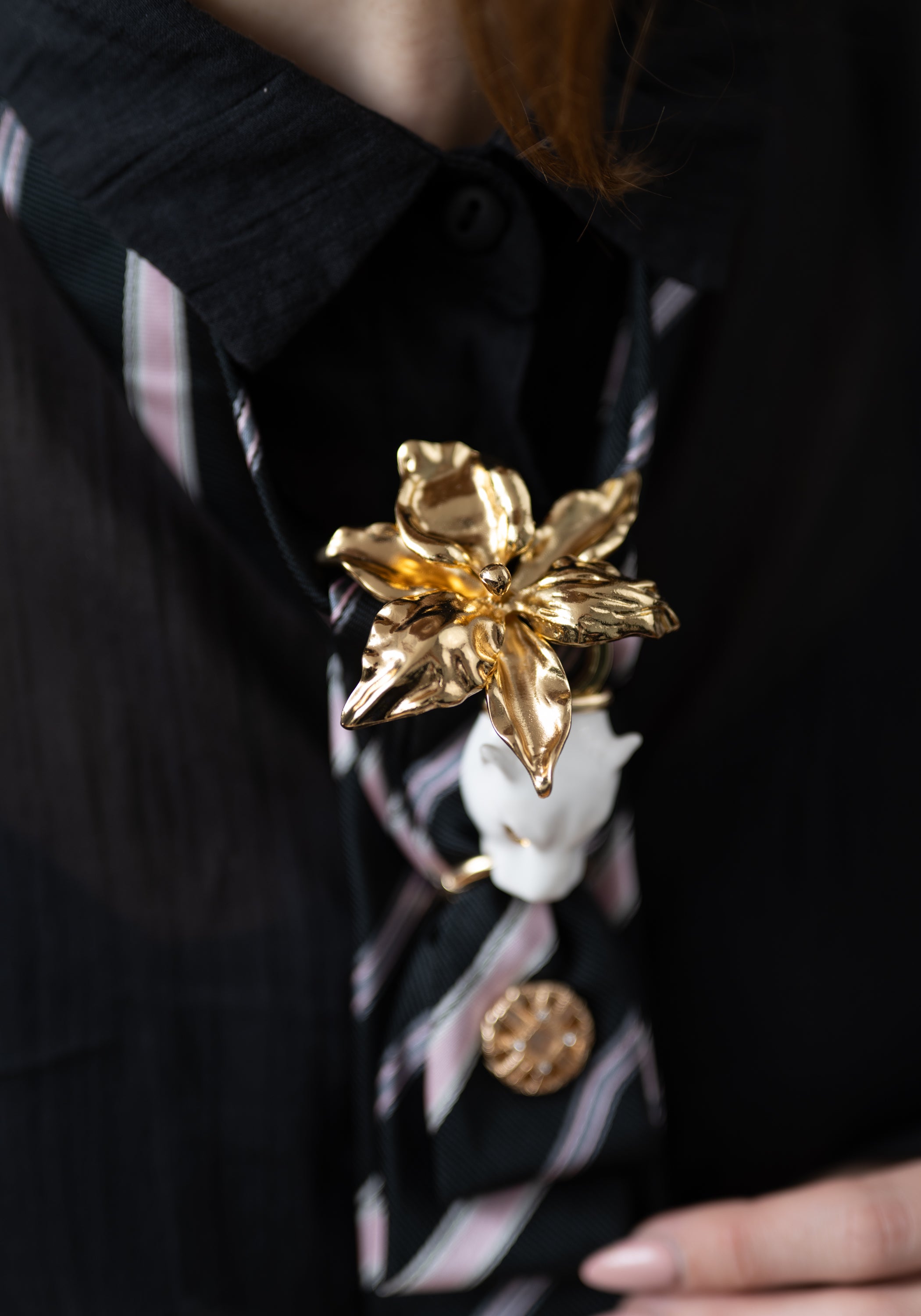 Floral Panther Tie Neckpiece