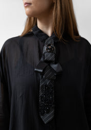 Dark Floral Tie Neckpiece